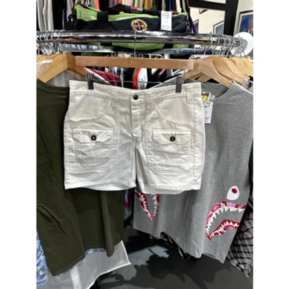 Vintage 1980s Robert Bruce White Mid Rise Cargo Shorts Size 33